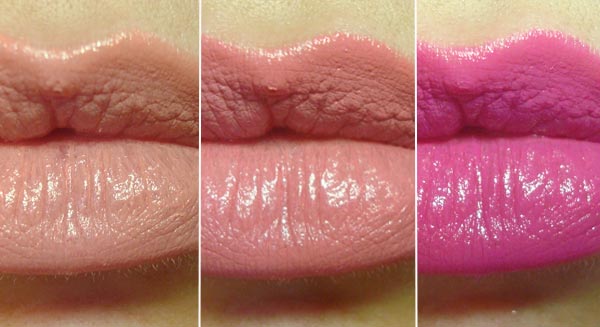 Sabrina: nude rosé; Ariel: rosa cor de boca de princesa; Rosa do Mar: pink com fundo uva ou magenta.
